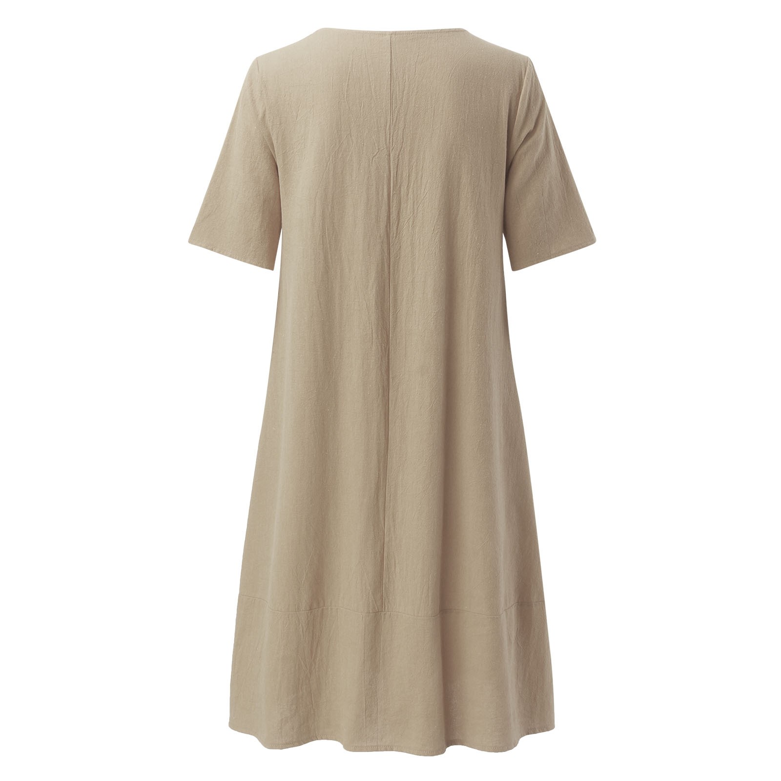 thumbnail image 4 of Vestido largo bohemio para mujer talla grande - Manga corta, cuello en V, estampado floral - Poliéster ligero, informal para la oficina/vacaciones/fiestas, 4 of 5